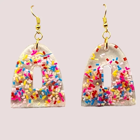 Handmade Resin Sprinkle Earrings - Picture 3 of 3